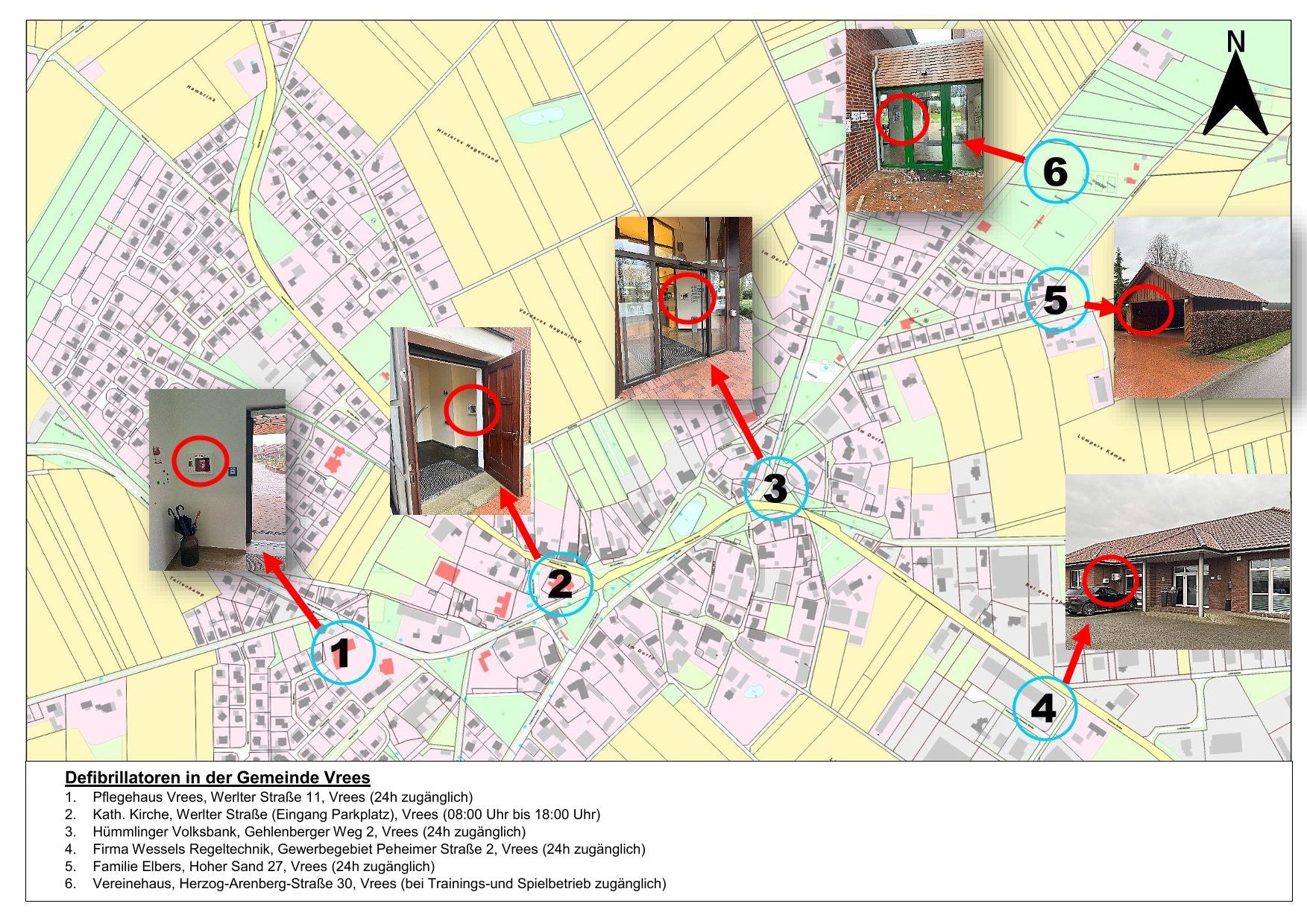 Bild der Standorte für Defibrillatoren in Vrees